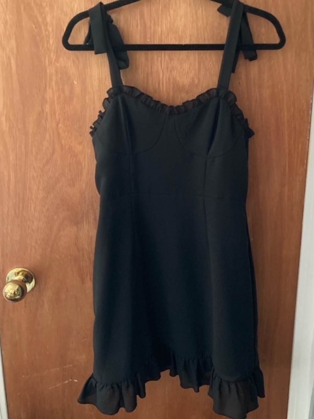 Black Ruffle Mini Dress - Size M